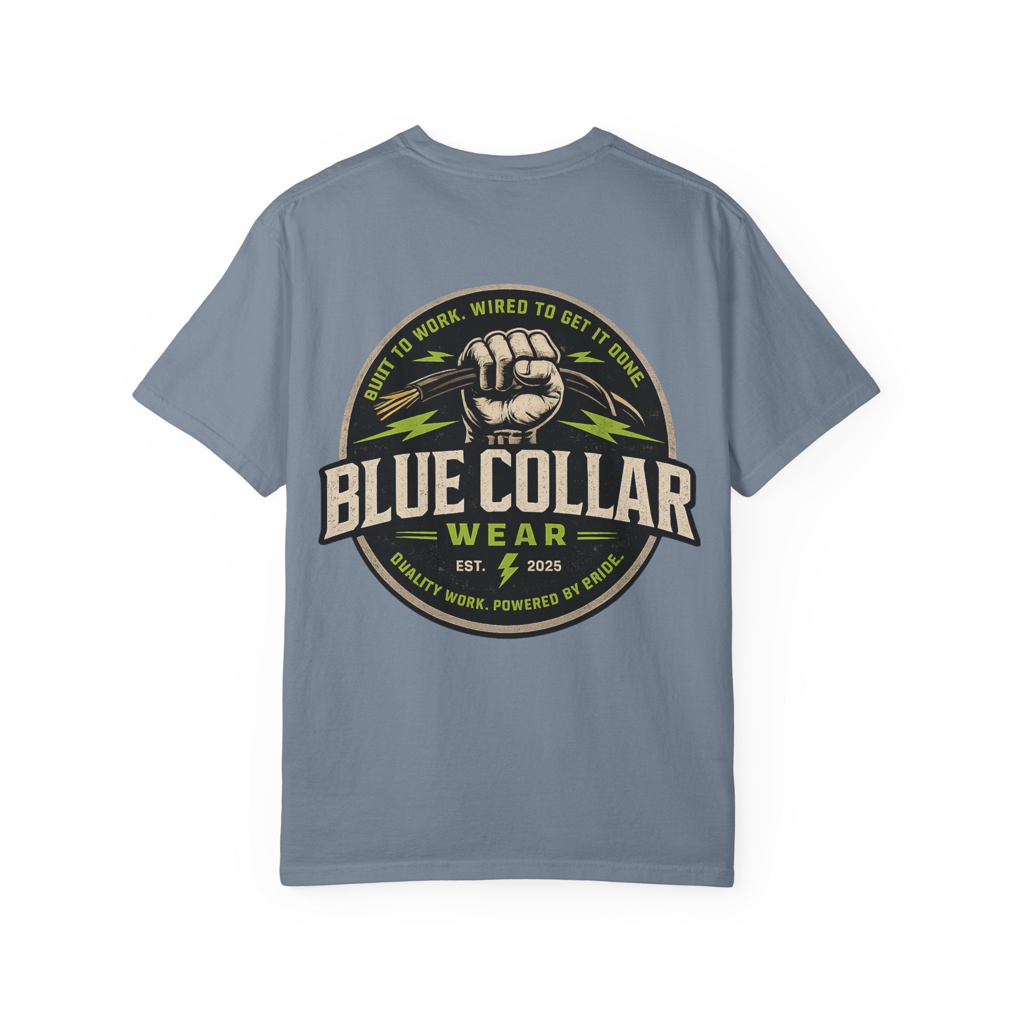 Blue Collar Wear T‑Shirt — Workwear Graphic Tee (“Blue Collar” Fist Logo)