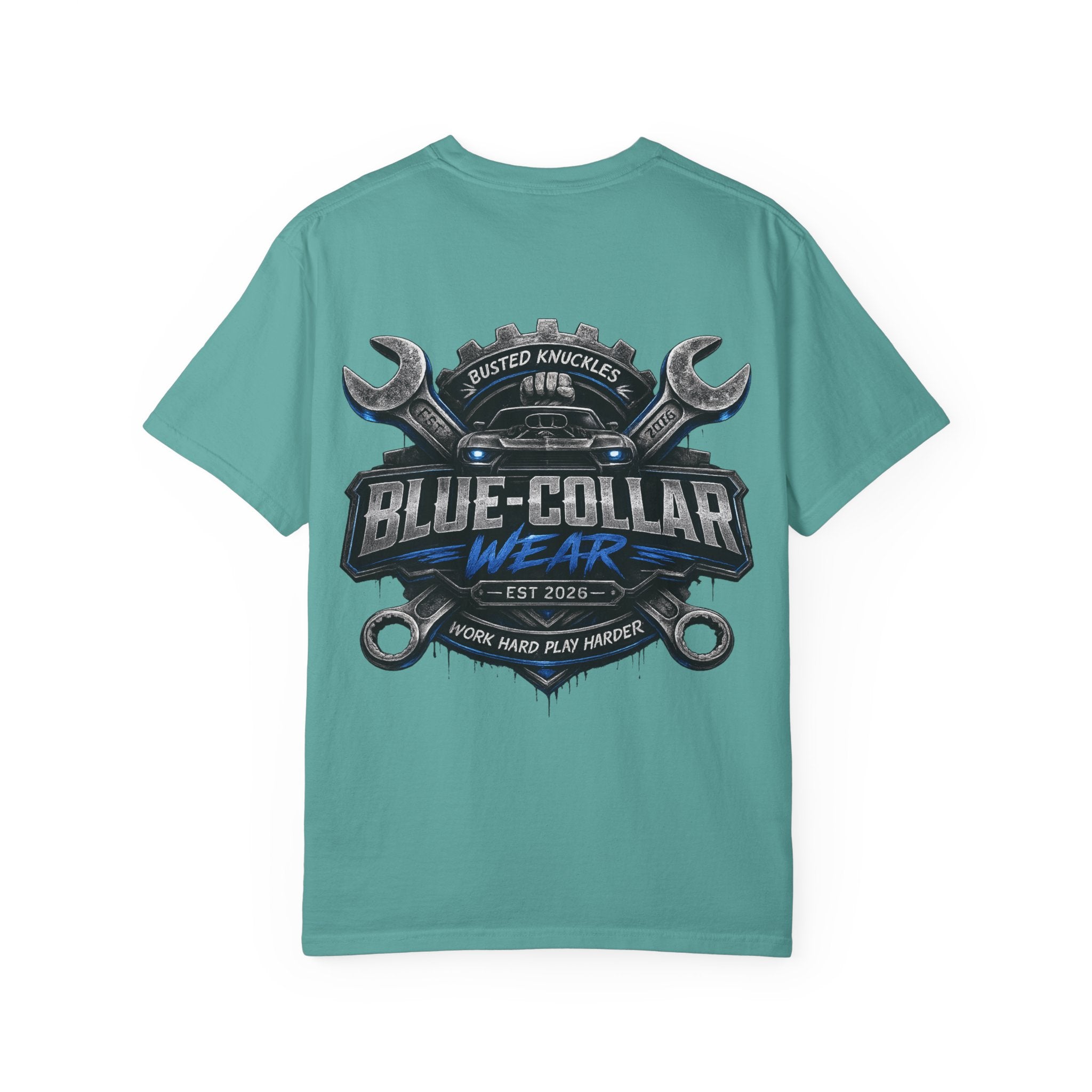 Blue-Collar Wear T-Shirt Mechanic — Busted Knuckles Mechanics Graphic Tee