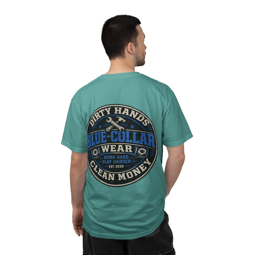 Blue-Collar T-Shirt — "Dirty Hands, Clean Money" Workwear Graphic Tee