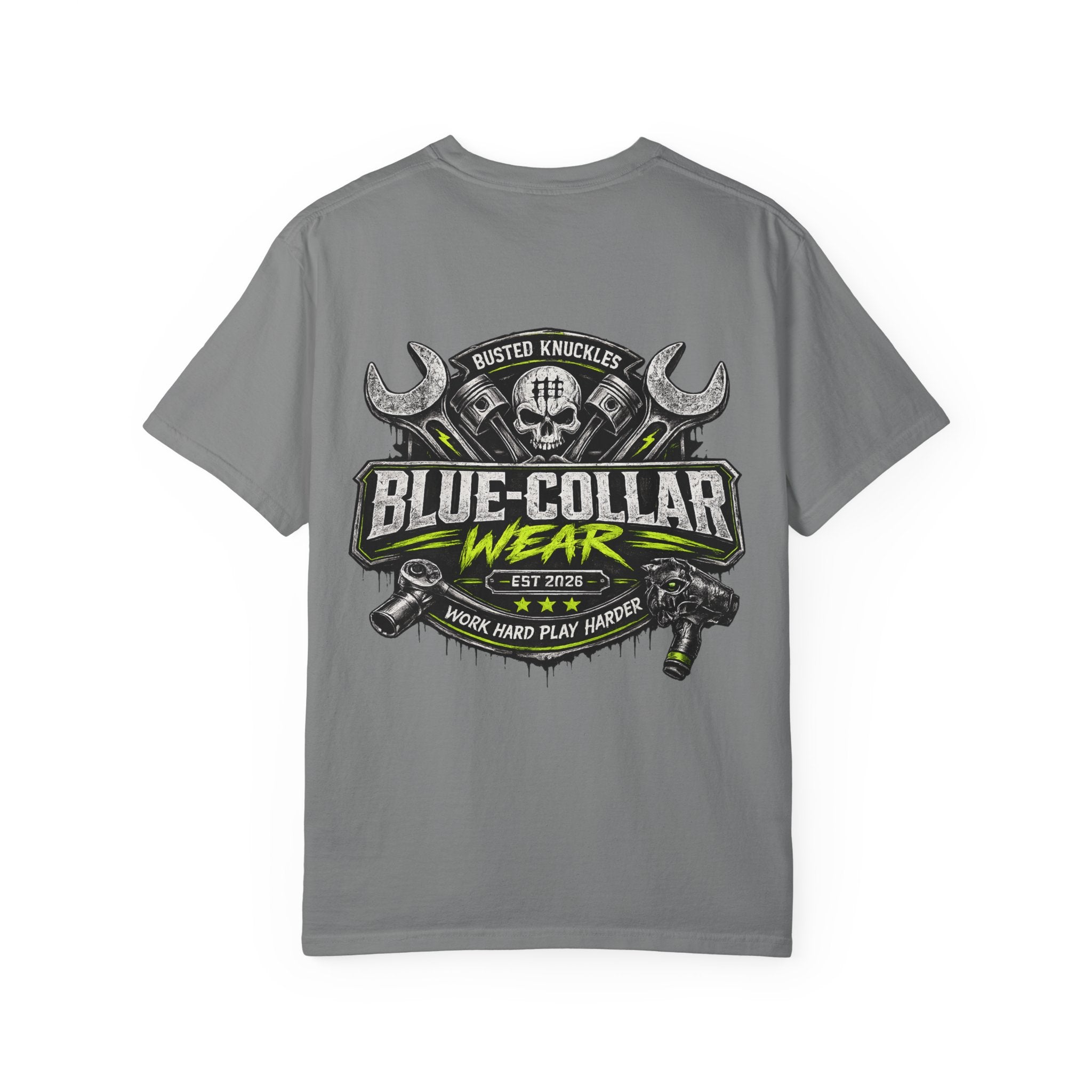 Blue-Collar Wear T-Shirt Mechanic – 'Work Hard Play Harder' Vintage Mechanics Tee