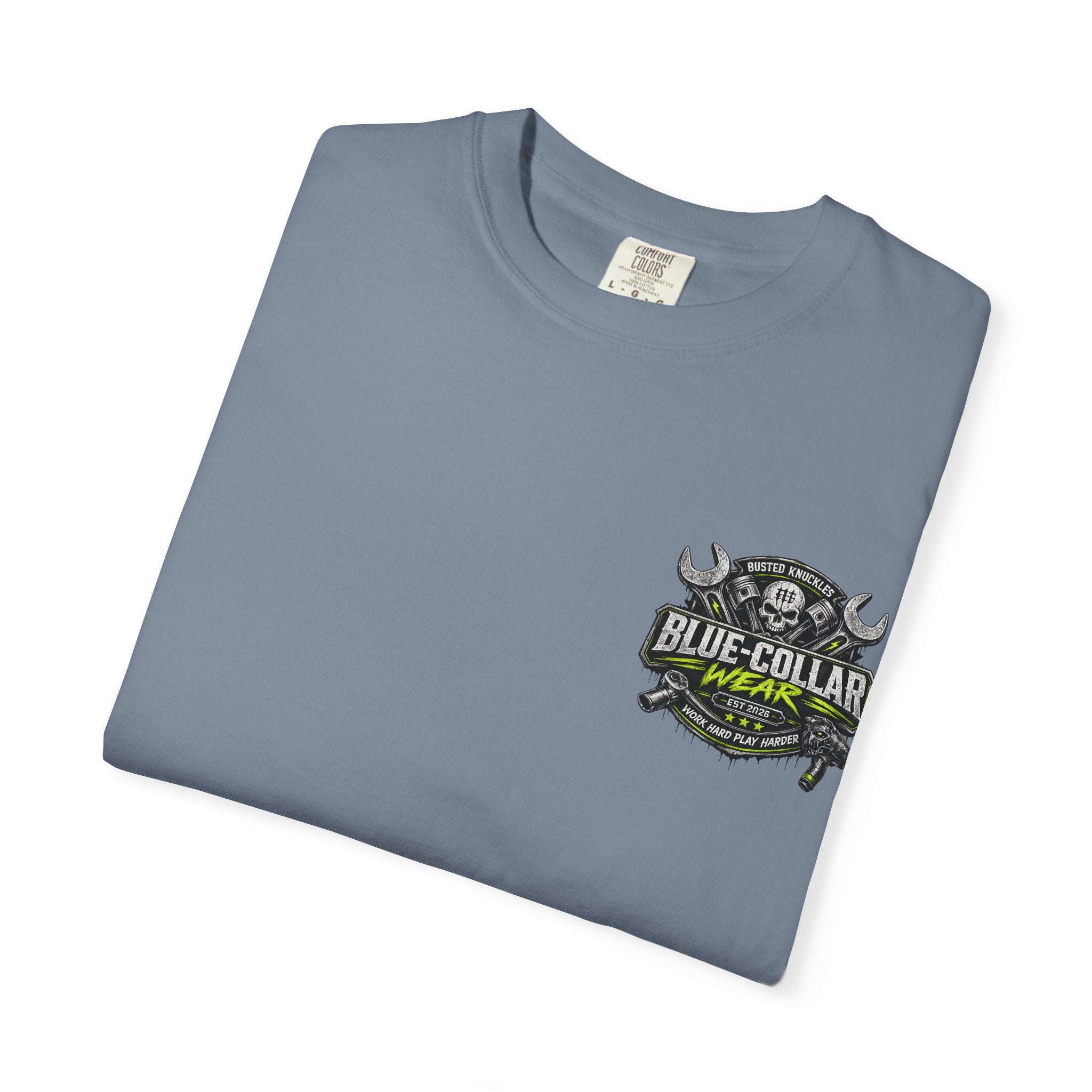 Blue-Collar Wear T-Shirt Mechanic — "Busted Knuckles" Workwear Graphic