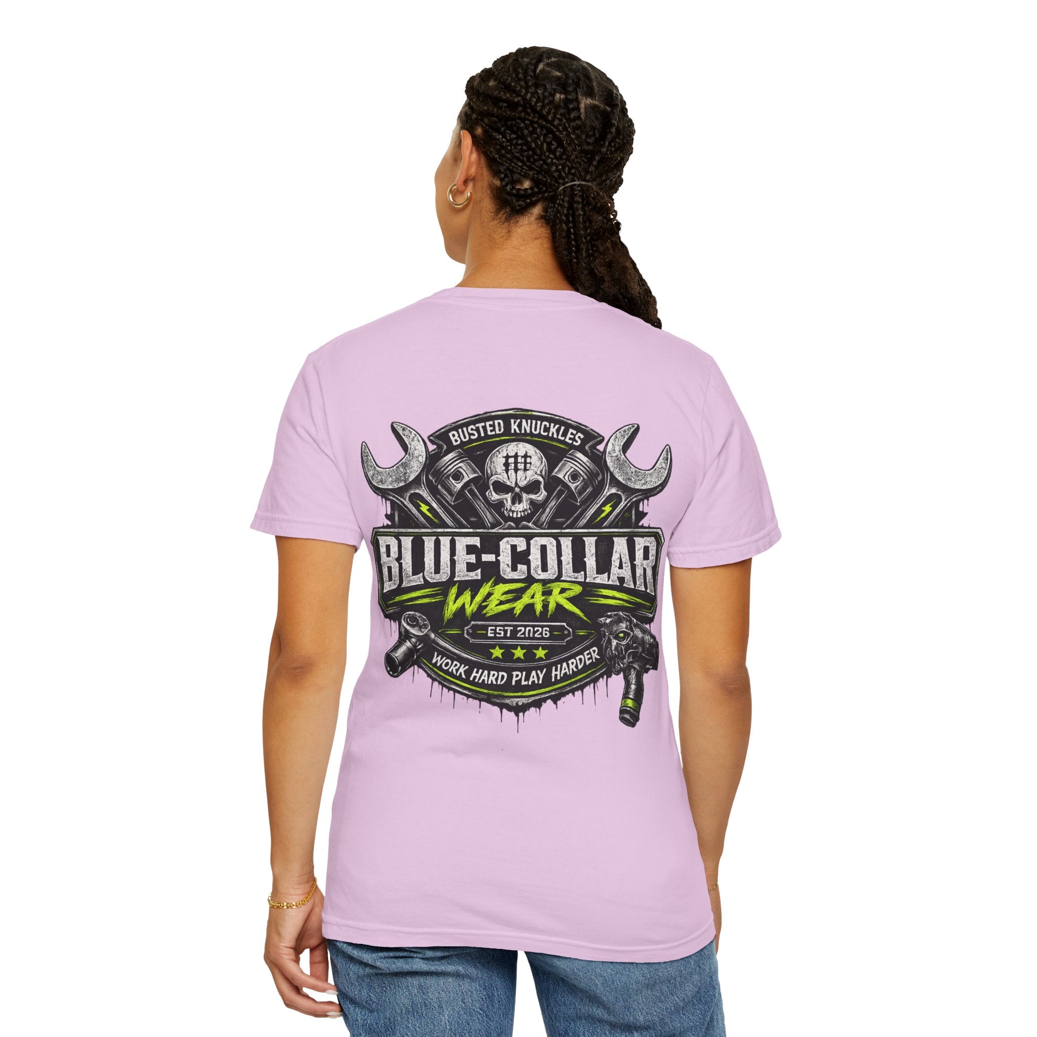 Blue-Collar Wear T-Shirt Mechanic — "Busted Knuckles" Workwear Graphic
