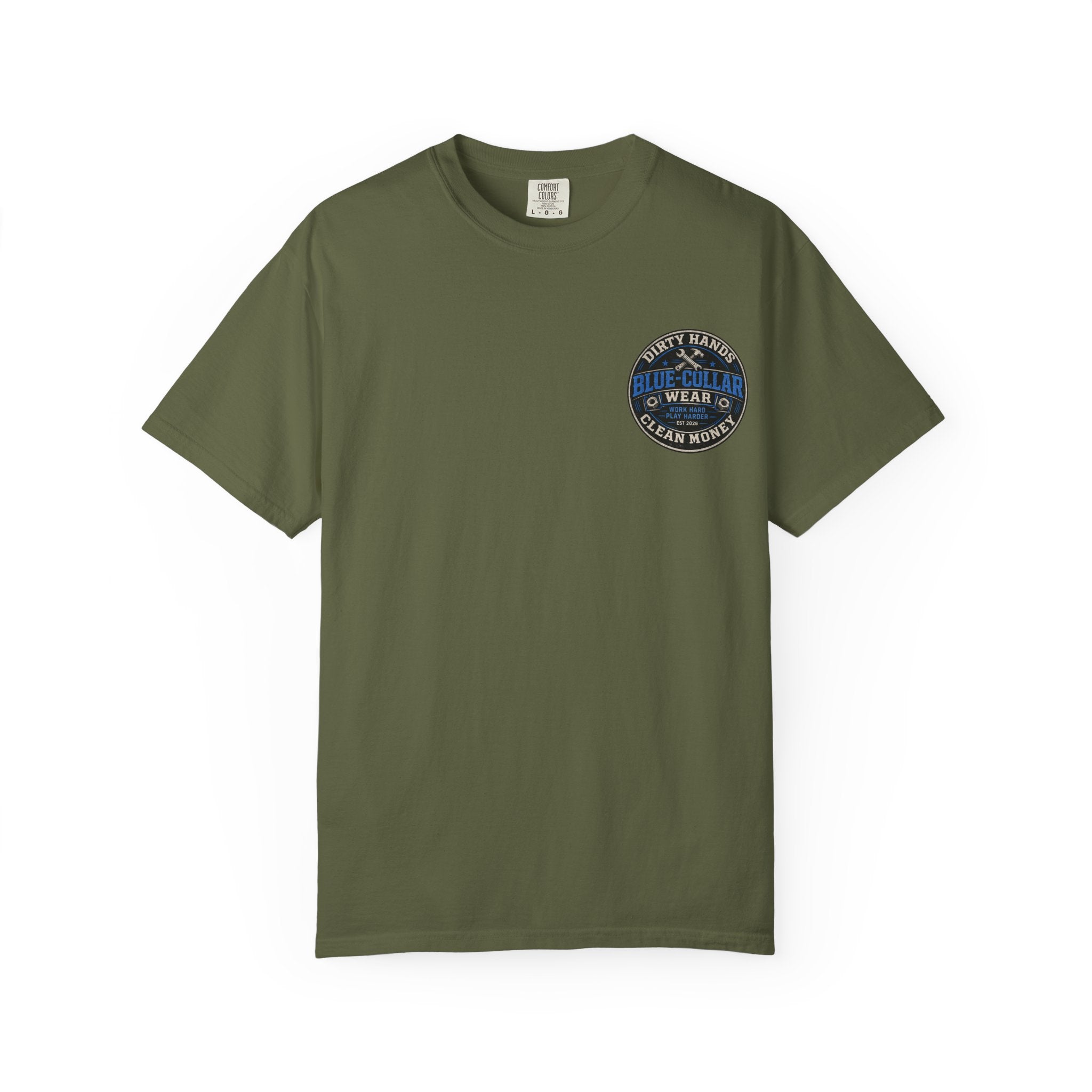 Blue-Collar T-Shirt — "Dirty Hands, Clean Money" Workwear Graphic Tee
